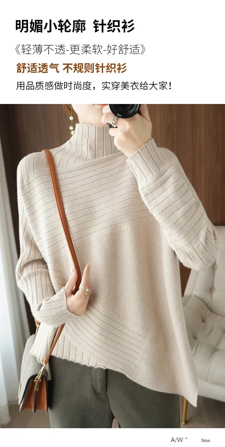 2022 Autumn Winter Women Sweater Turtleneck Cashmere Sweater Women Knitted Pullover Fashion Keep Warm  Loose Tops