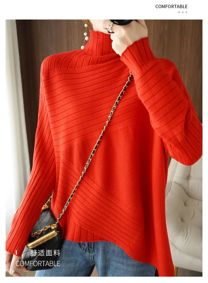 2022 Autumn Winter Women Sweater Turtleneck Cashmere Sweater Women Knitted Pullover Fashion Keep Warm  Loose Tops