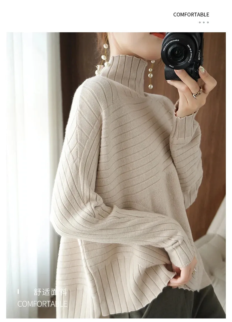 2022 Autumn Winter Women Sweater Turtleneck Cashmere Sweater Women Knitted Pullover Fashion Keep Warm  Loose Tops