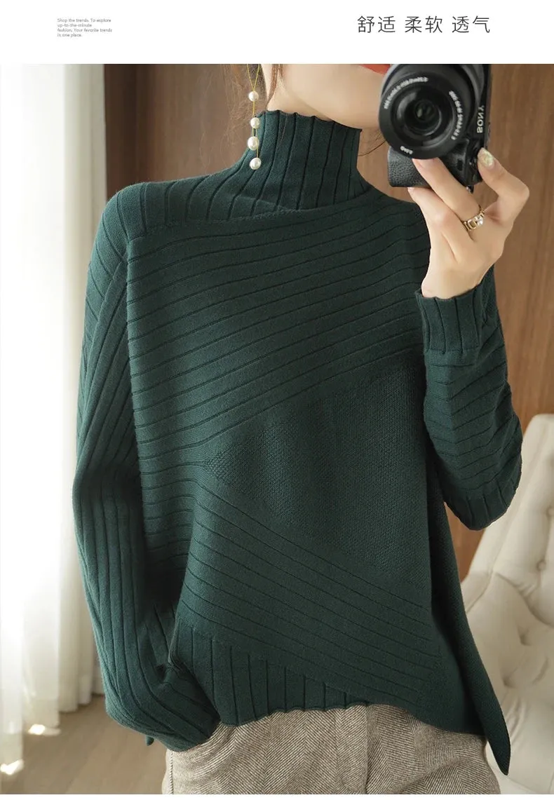 2022 Autumn Winter Women Sweater Turtleneck Cashmere Sweater Women Knitted Pullover Fashion Keep Warm  Loose Tops