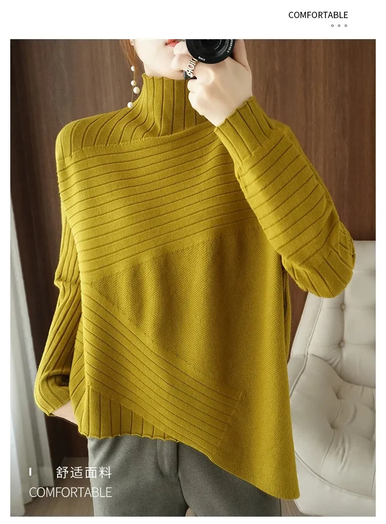 2022 Autumn Winter Women Sweater Turtleneck Cashmere Sweater Women Knitted Pullover Fashion Keep Warm  Loose Tops