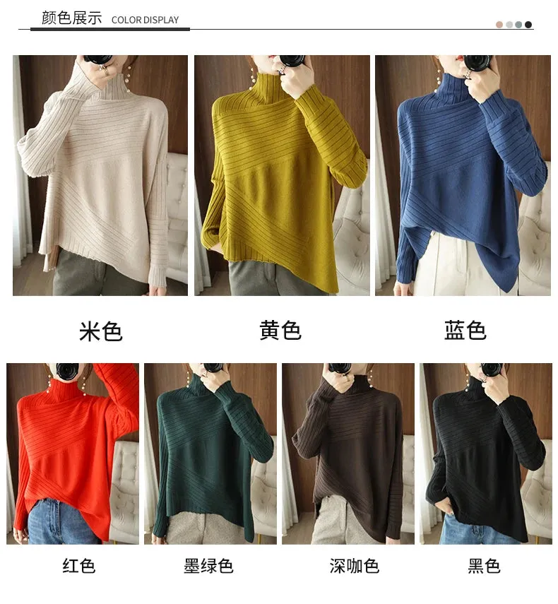 2022 Autumn Winter Women Sweater Turtleneck Cashmere Sweater Women Knitted Pullover Fashion Keep Warm  Loose Tops