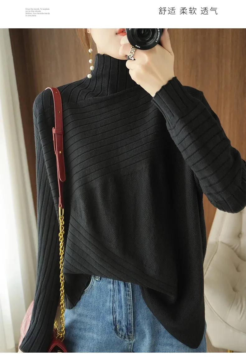 2022 Autumn Winter Women Sweater Turtleneck Cashmere Sweater Women Knitted Pullover Fashion Keep Warm  Loose Tops