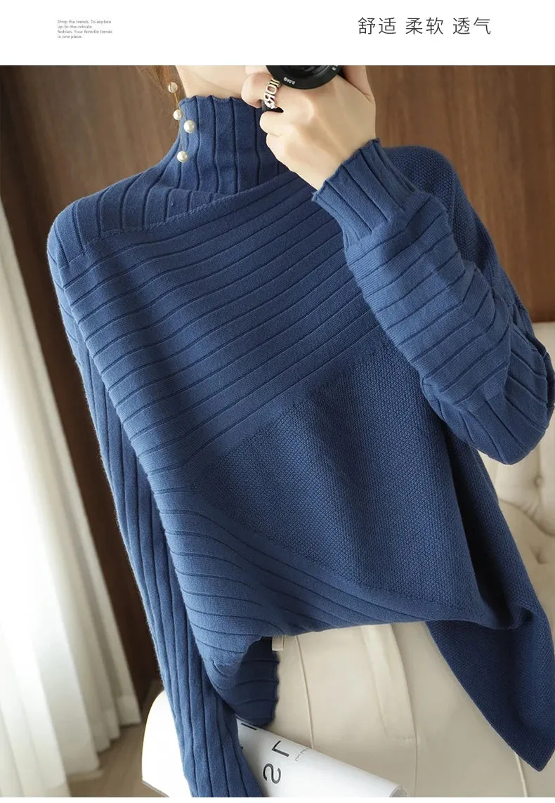 2022 Autumn Winter Women Sweater Turtleneck Cashmere Sweater Women Knitted Pullover Fashion Keep Warm  Loose Tops