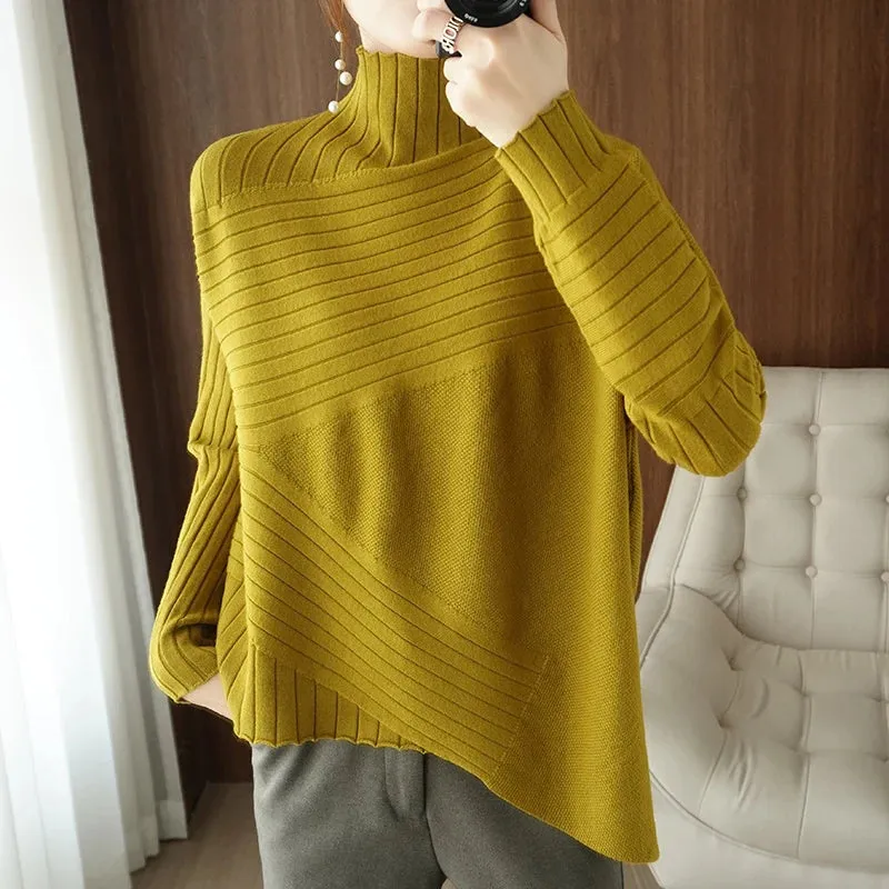 2022 Autumn Winter Women Sweater Turtleneck Cashmere Sweater Women Knitted Pullover Fashion Keep Warm  Loose Tops