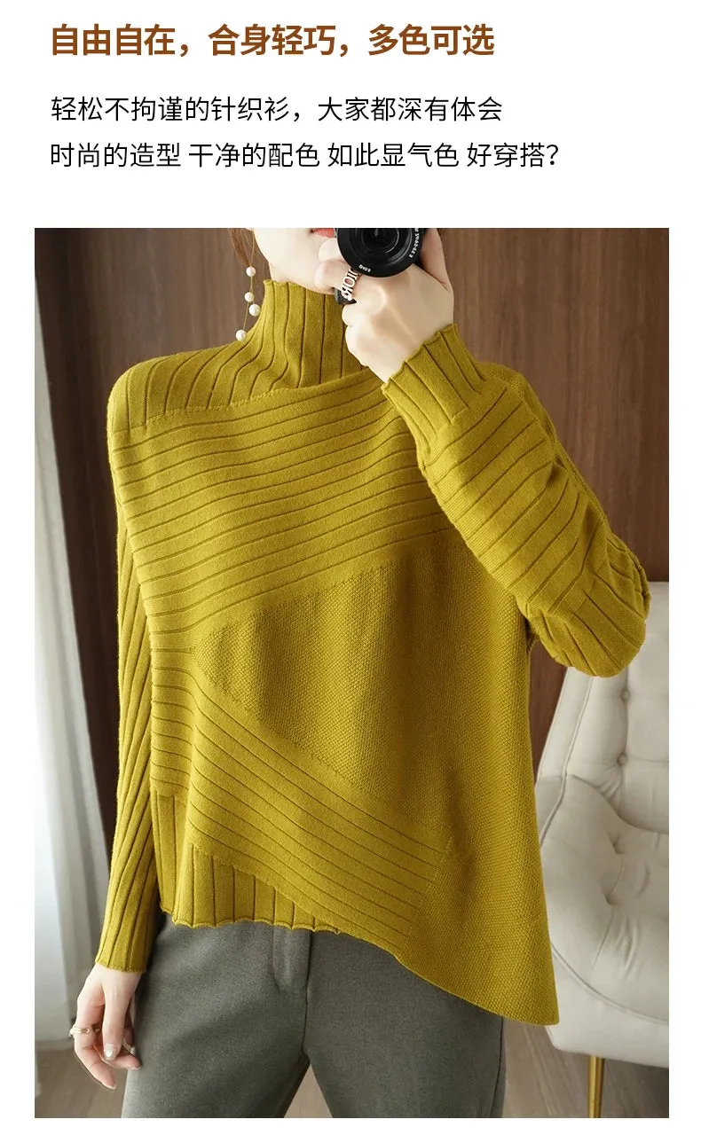 2022 Autumn Winter Women Sweater Turtleneck Cashmere Sweater Women Knitted Pullover Fashion Keep Warm  Loose Tops