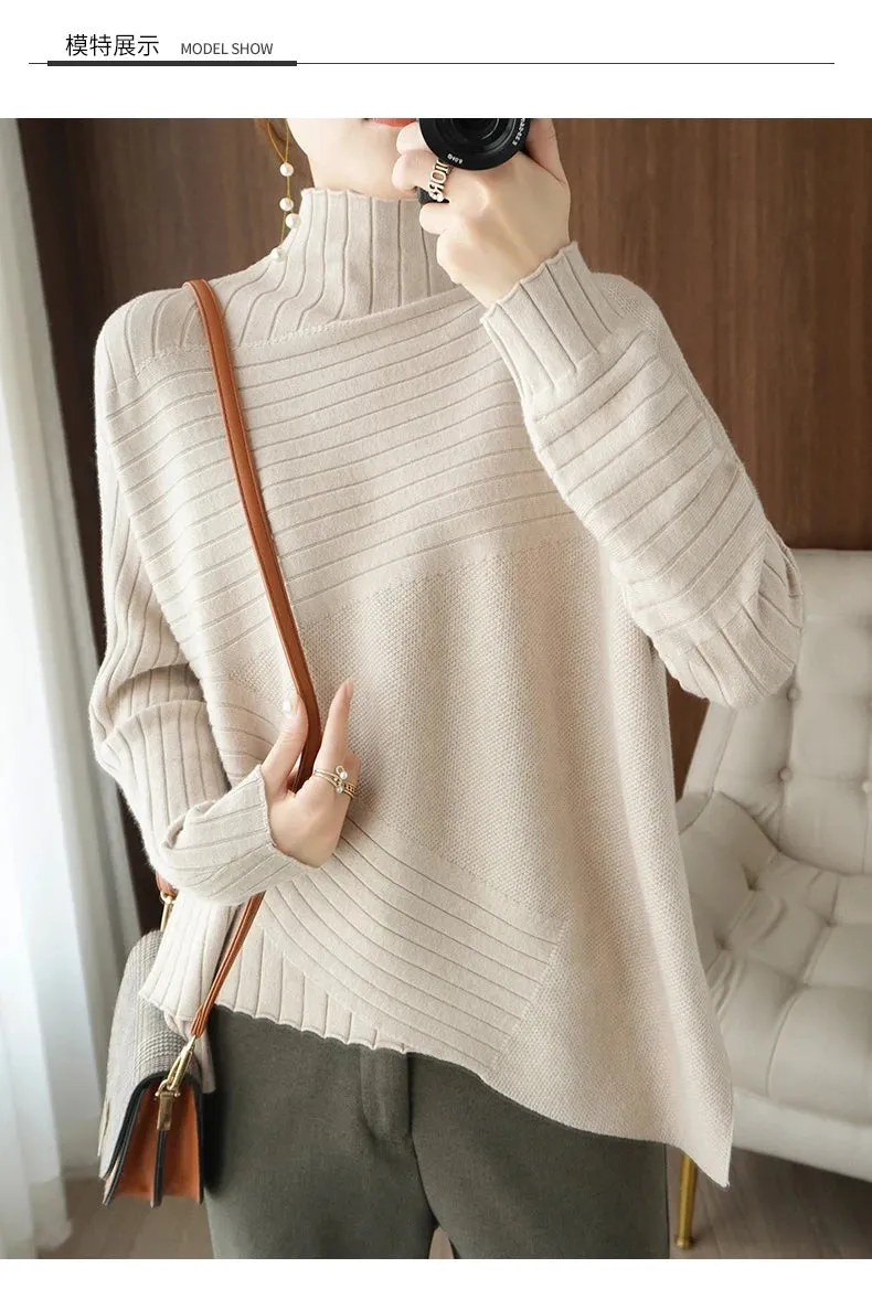 2022 Autumn Winter Women Sweater Turtleneck Cashmere Sweater Women Knitted Pullover Fashion Keep Warm  Loose Tops