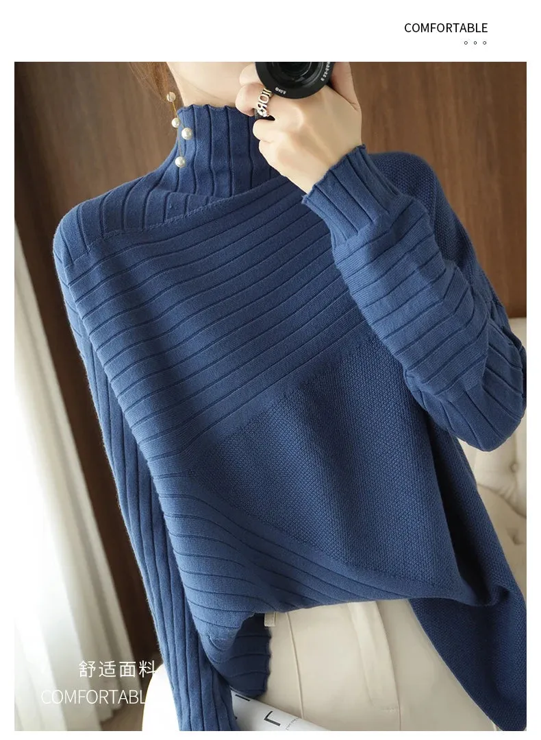 2022 Autumn Winter Women Sweater Turtleneck Cashmere Sweater Women Knitted Pullover Fashion Keep Warm  Loose Tops