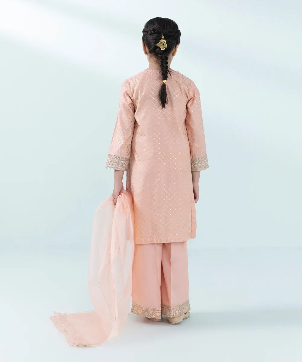 3 Piece - Embroidered Raw Silk Suit