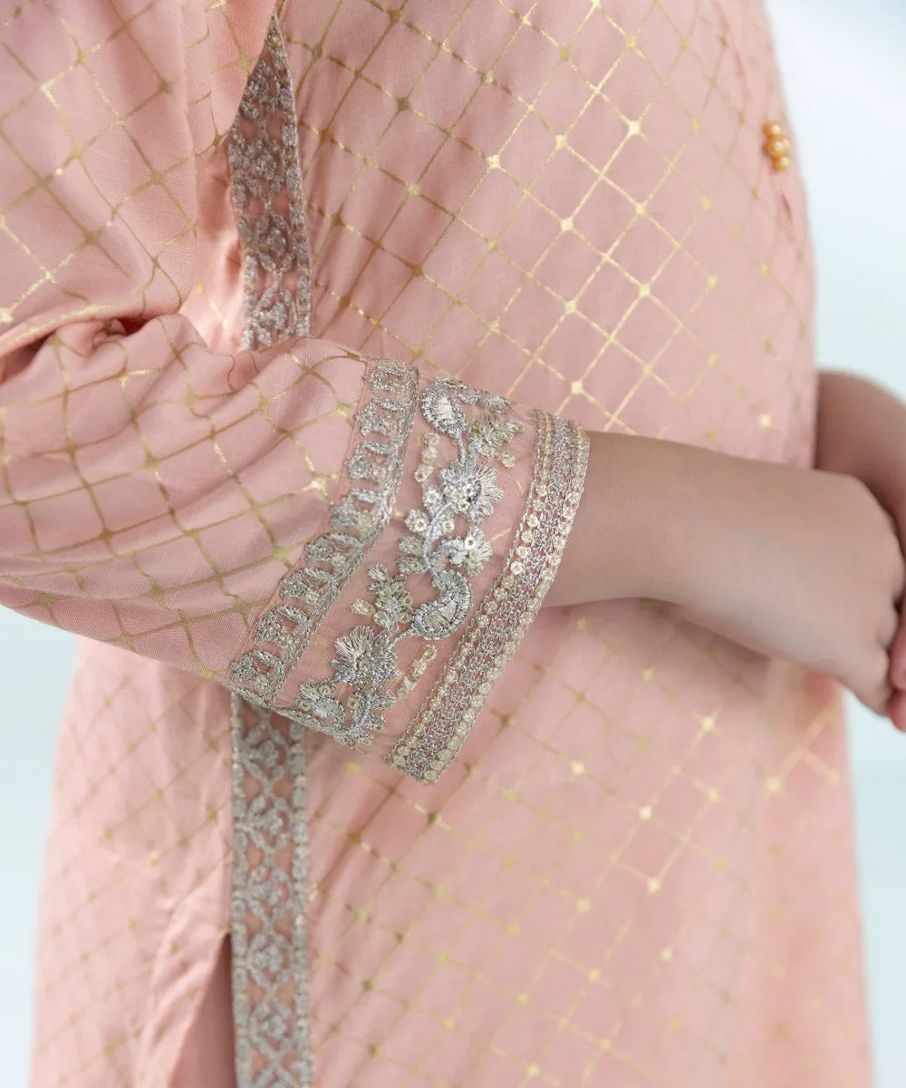 3 Piece - Embroidered Raw Silk Suit