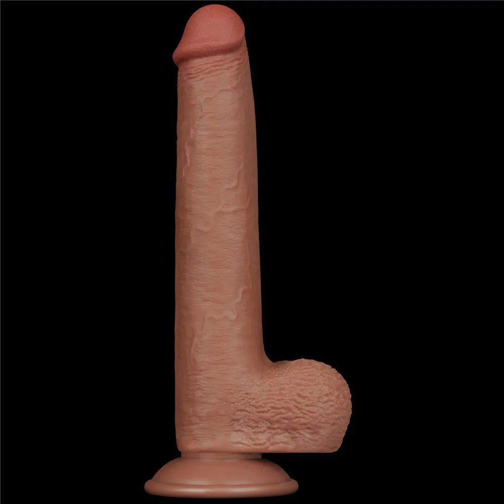 9'' Sliding Skin Dual Density Dildo Brown