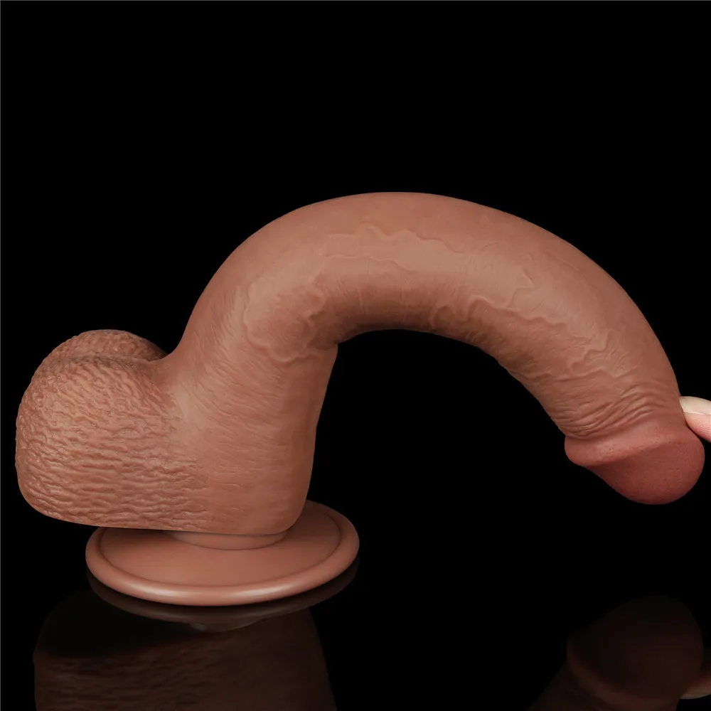 9'' Sliding Skin Dual Density Dildo Brown