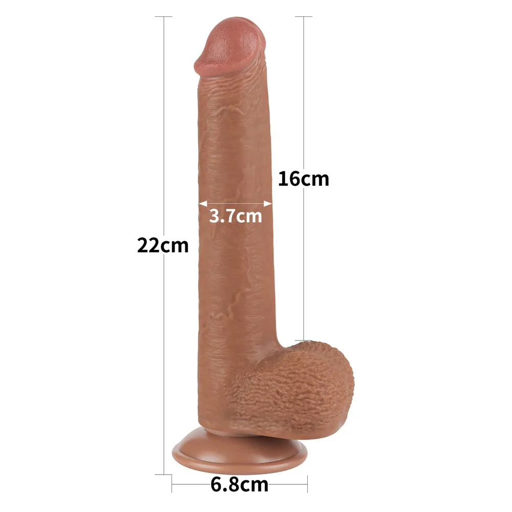 9'' Sliding Skin Dual Density Dildo Brown