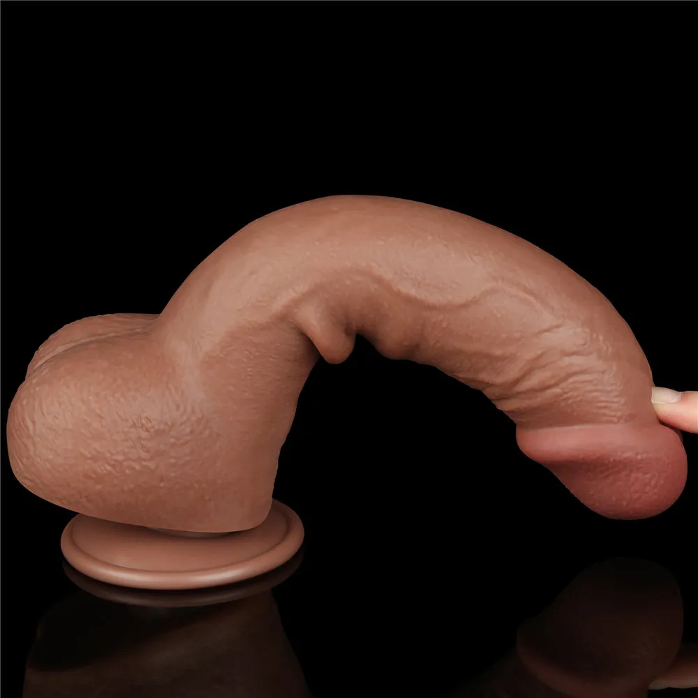 9.5'' Sliding Skin Dual Density Dildo Brown