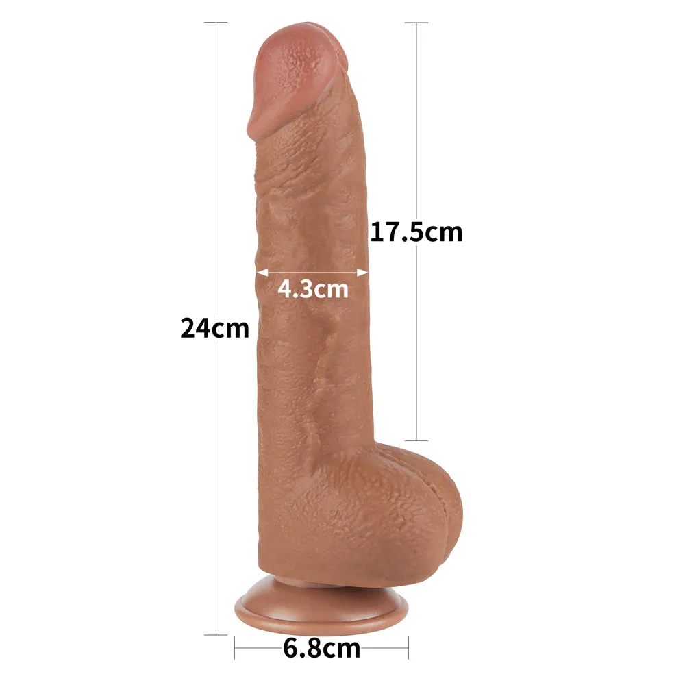 9.5'' Sliding Skin Dual Density Dildo Brown