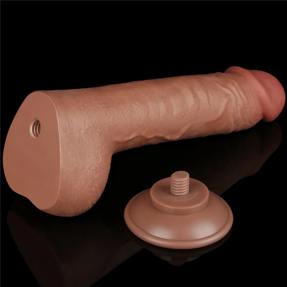 9.5'' Sliding Skin Dual Density Dildo Brown