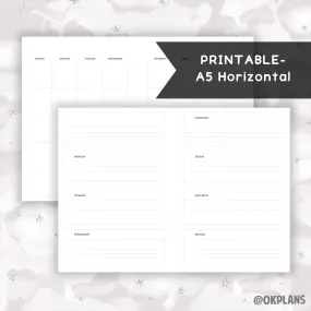 A5 Horizontal Planner // Digital Download // Writing Paper, Study Note Template, Lecture Notes Taking