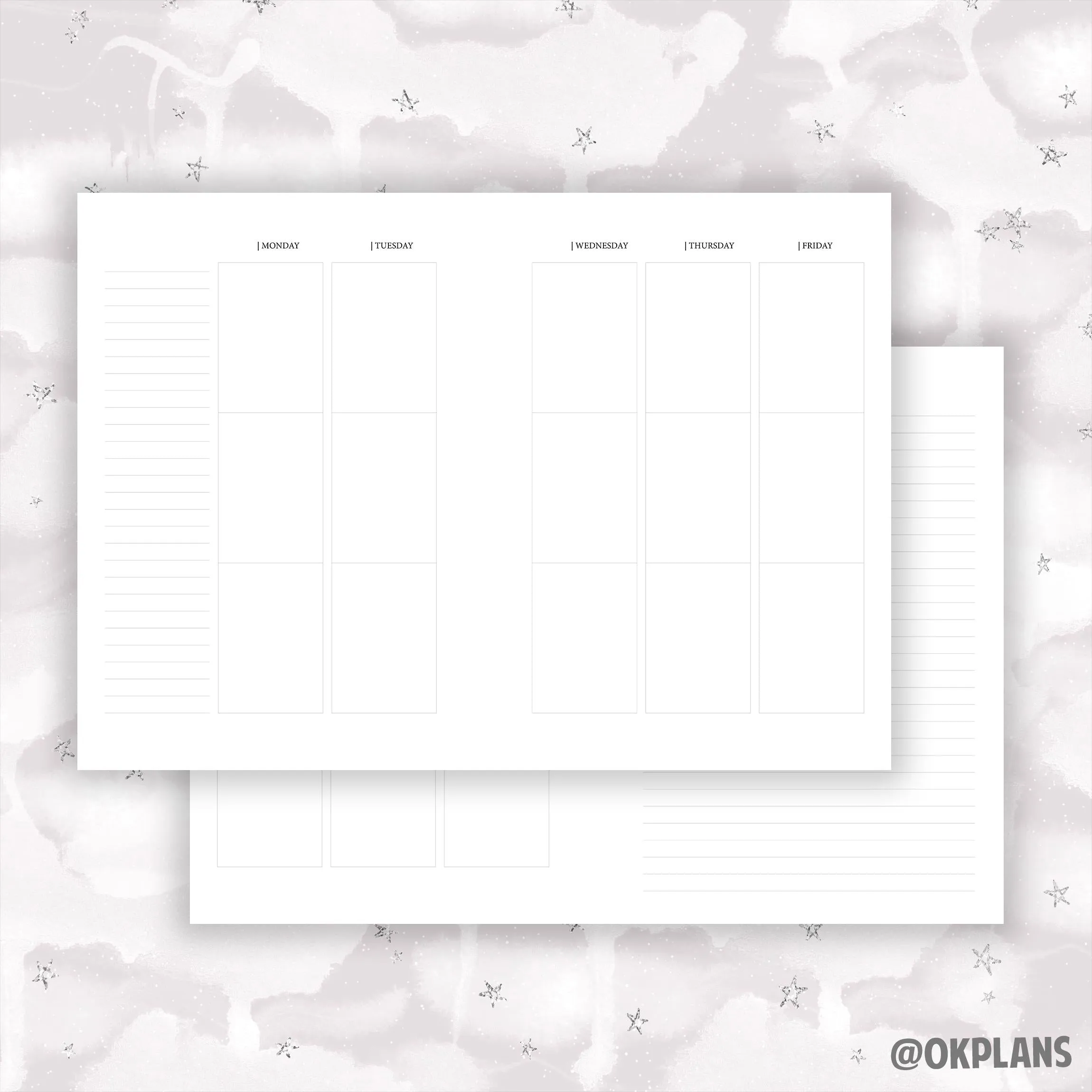 A5 Vertical Wo3p Planner // Digital Download // Writing Paper, Study Note Template, Lecture Notes Taking