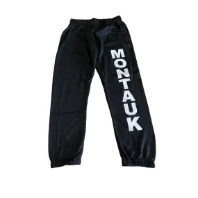 Adult Montauk MV Sports Screen Printed Fleece Sweatpants in Black with White Lettering