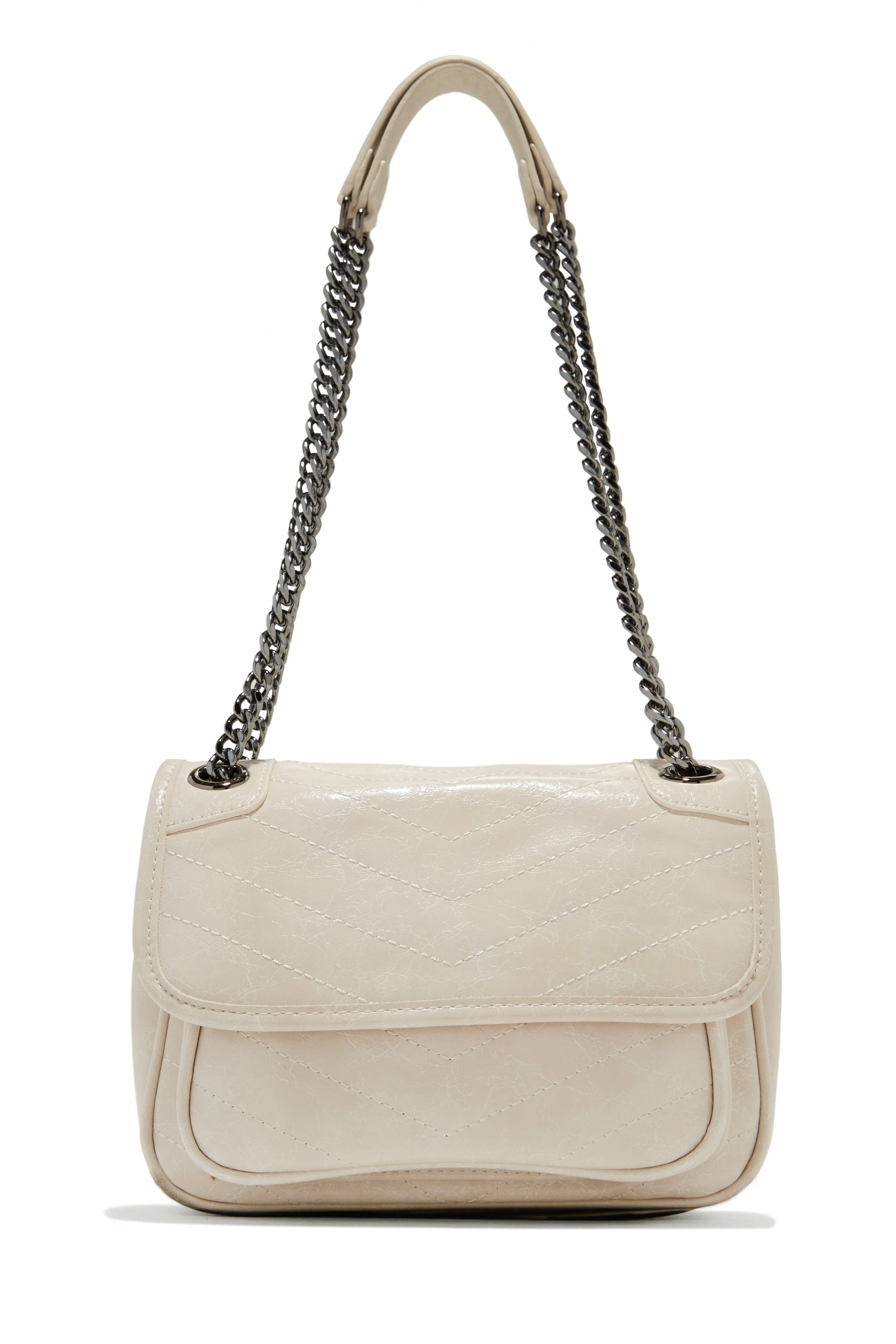 Alicia Quilted Flap Crossbody Bag - Ivory