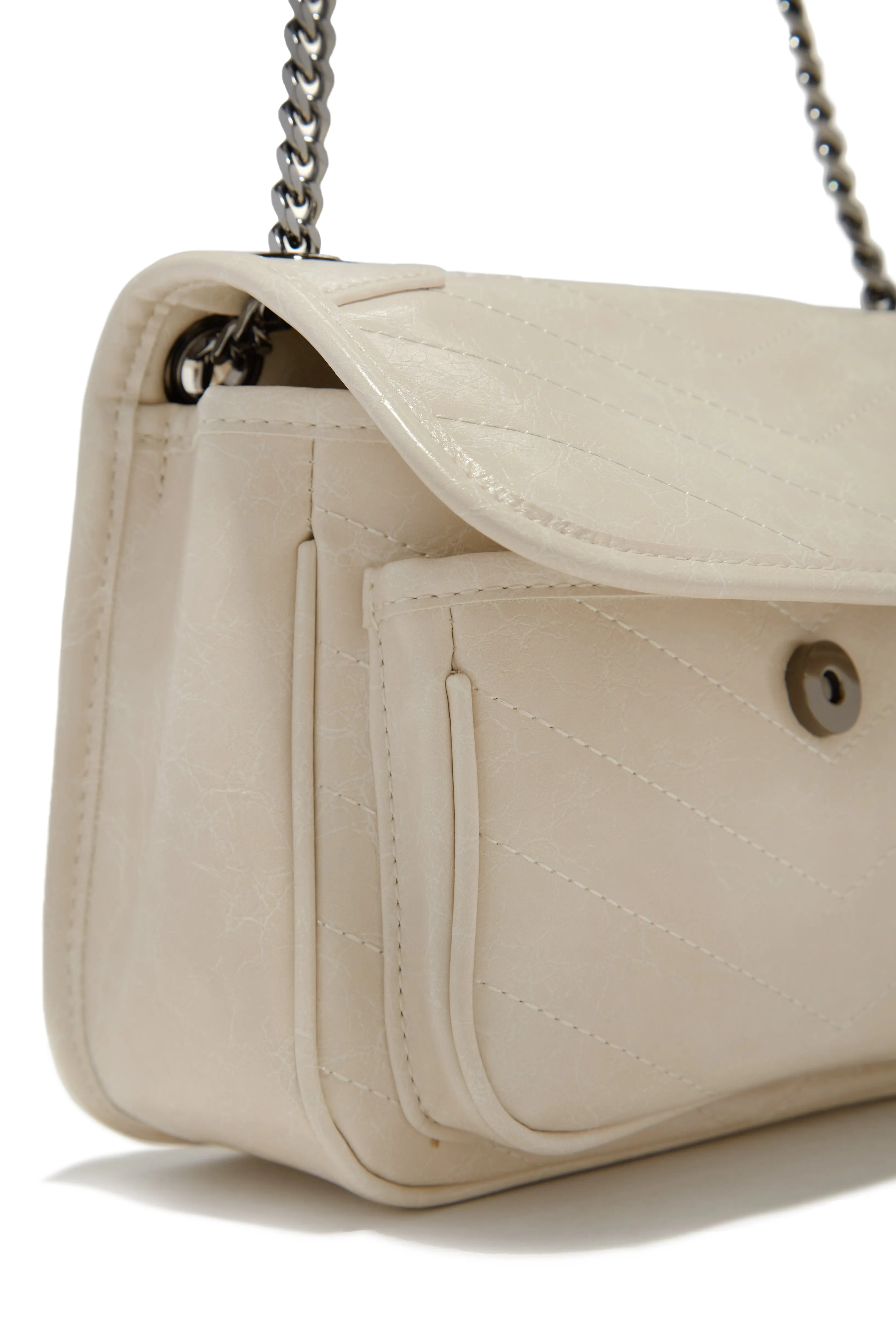 Alicia Quilted Flap Crossbody Bag - Ivory