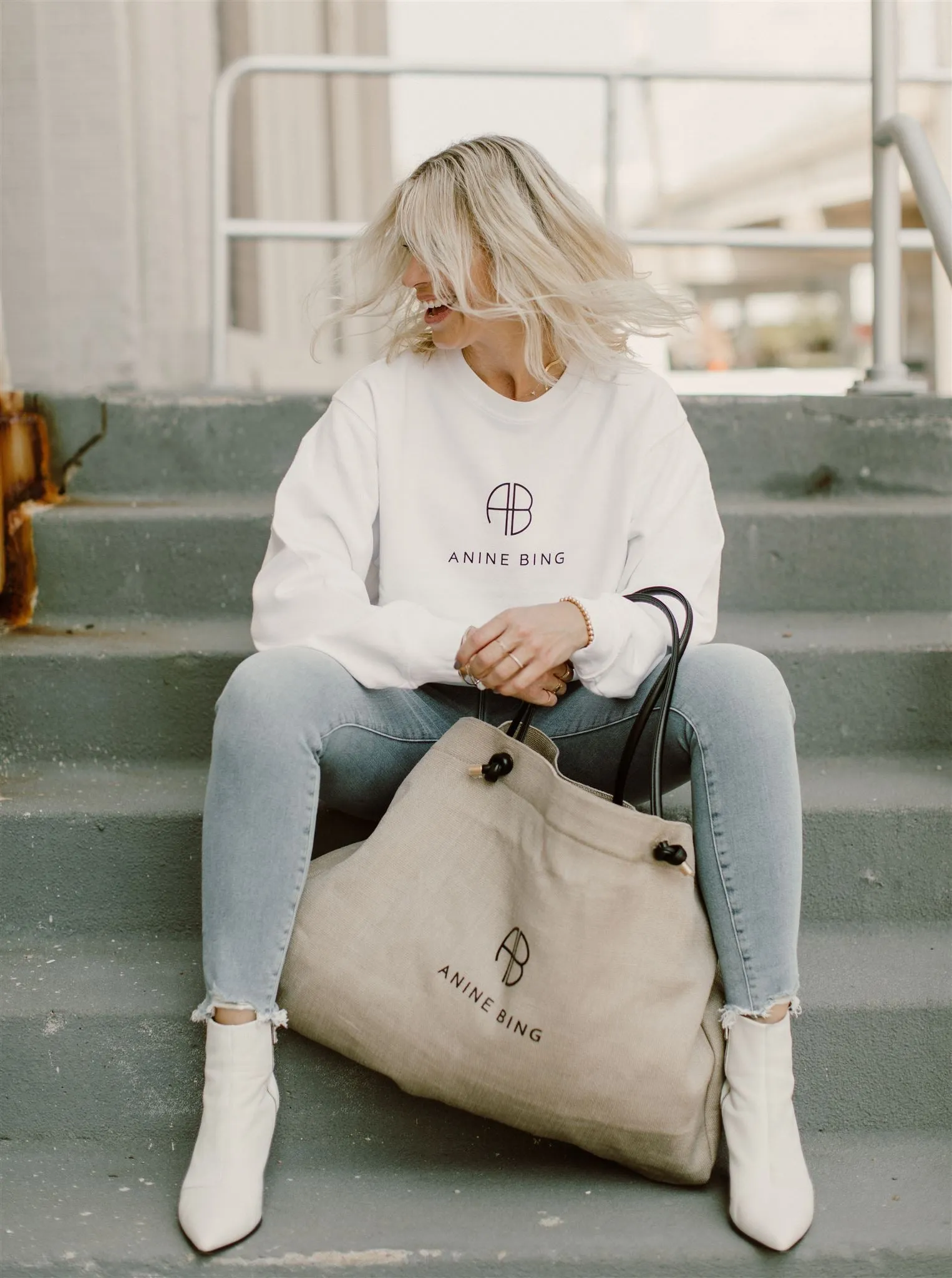 Anine Bing - Ramona Sweatshirt Monogram in White