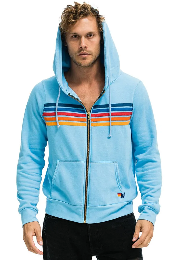 Aviator Nation 5 Stripe Zip Hoodie in Sky