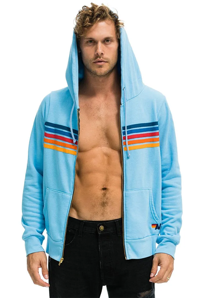 Aviator Nation 5 Stripe Zip Hoodie in Sky