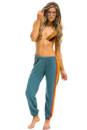 Aviator Nation 6 Stripe Sweatpant in Blue Serape Rainbow