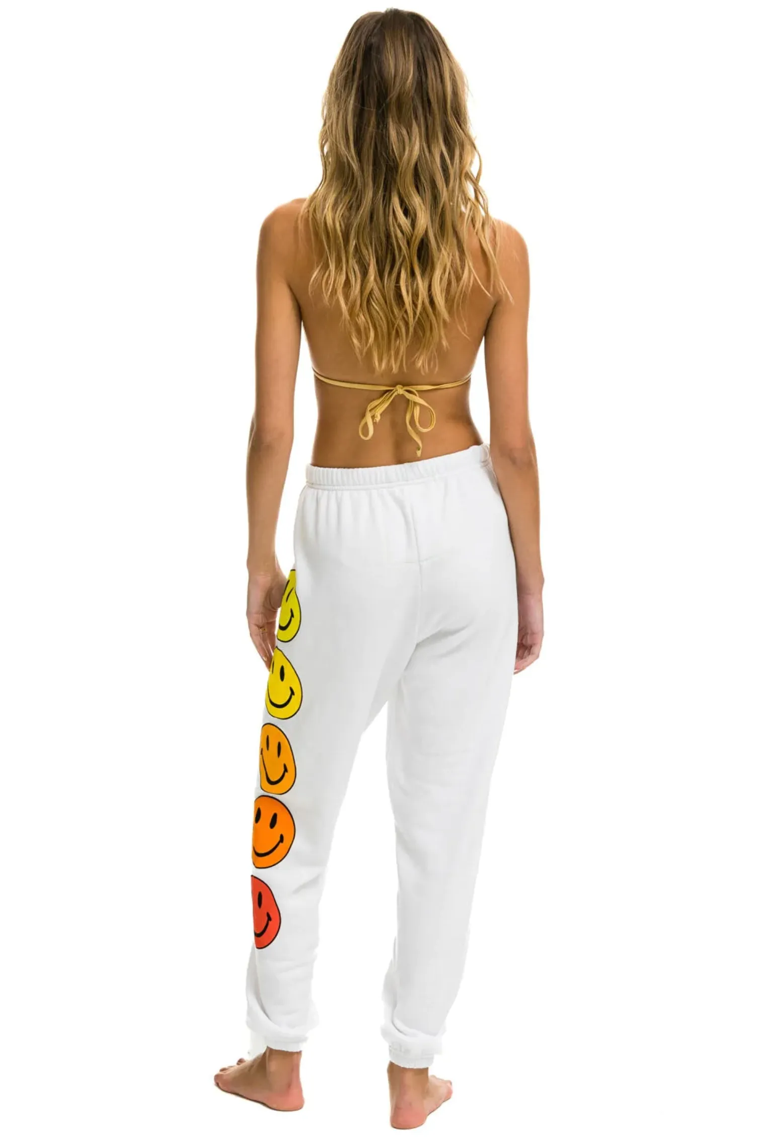 AVIATOR NATION SMILEY SUNSET WOMENS SWEATPANTS - WHITE