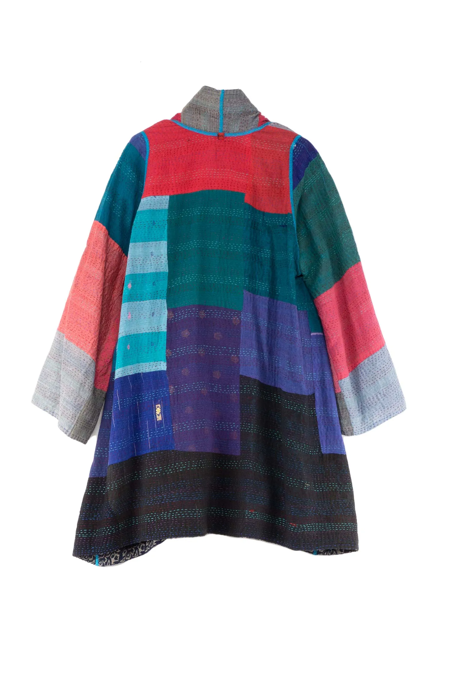 BAGH PRINT KANTHA A-LINE JKT - bg2003-blu -