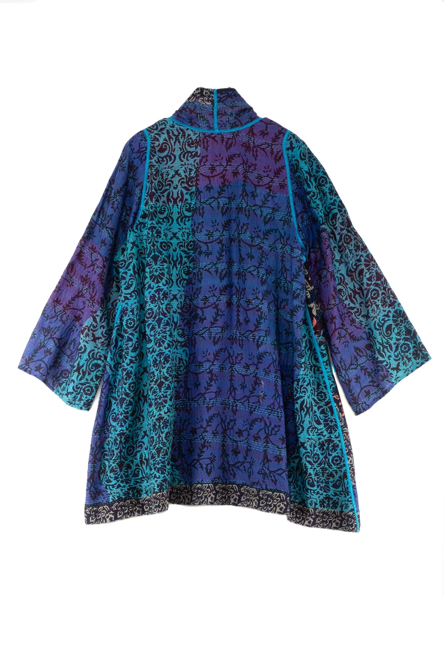 BAGH PRINT KANTHA A-LINE JKT - bg2003-blu -