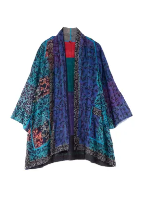 BAGH PRINT KANTHA A-LINE JKT - bg2003-blu -