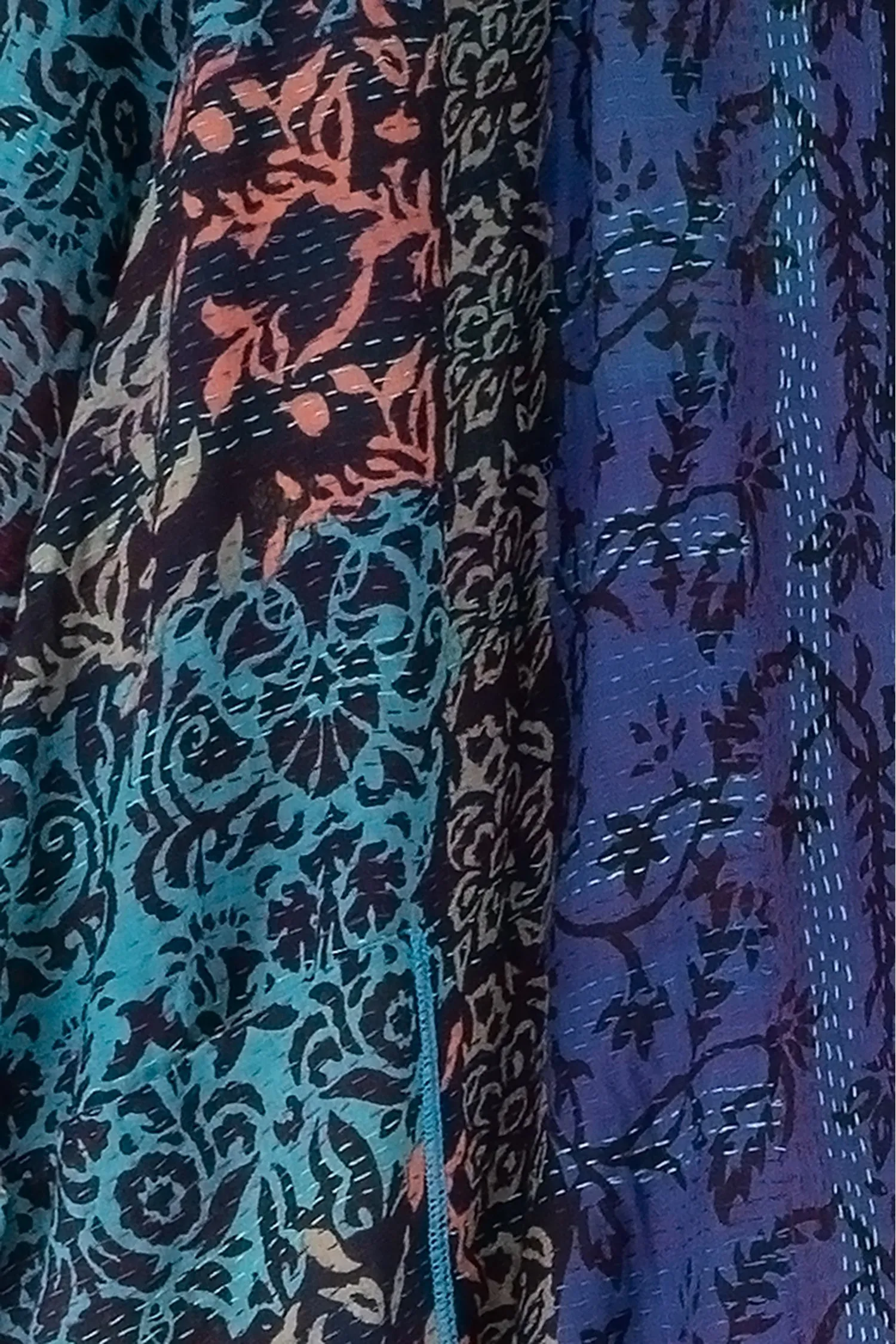 BAGH PRINT KANTHA A-LINE JKT - bg2003-blu -