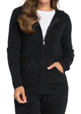 BAREFOOT DREAMS - CozyChic Lite Women's Zip-Up Hoodie in Black