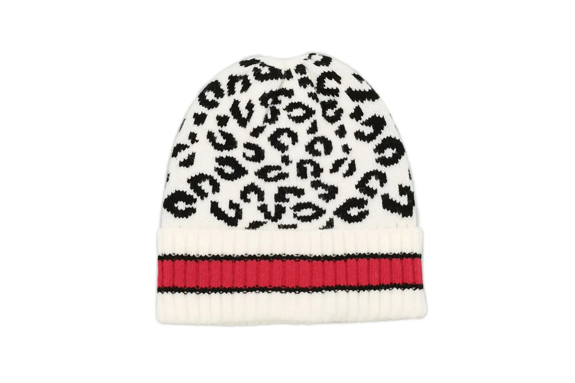 Beanie Hat Acrylic Ivory Leopard Hat for Women