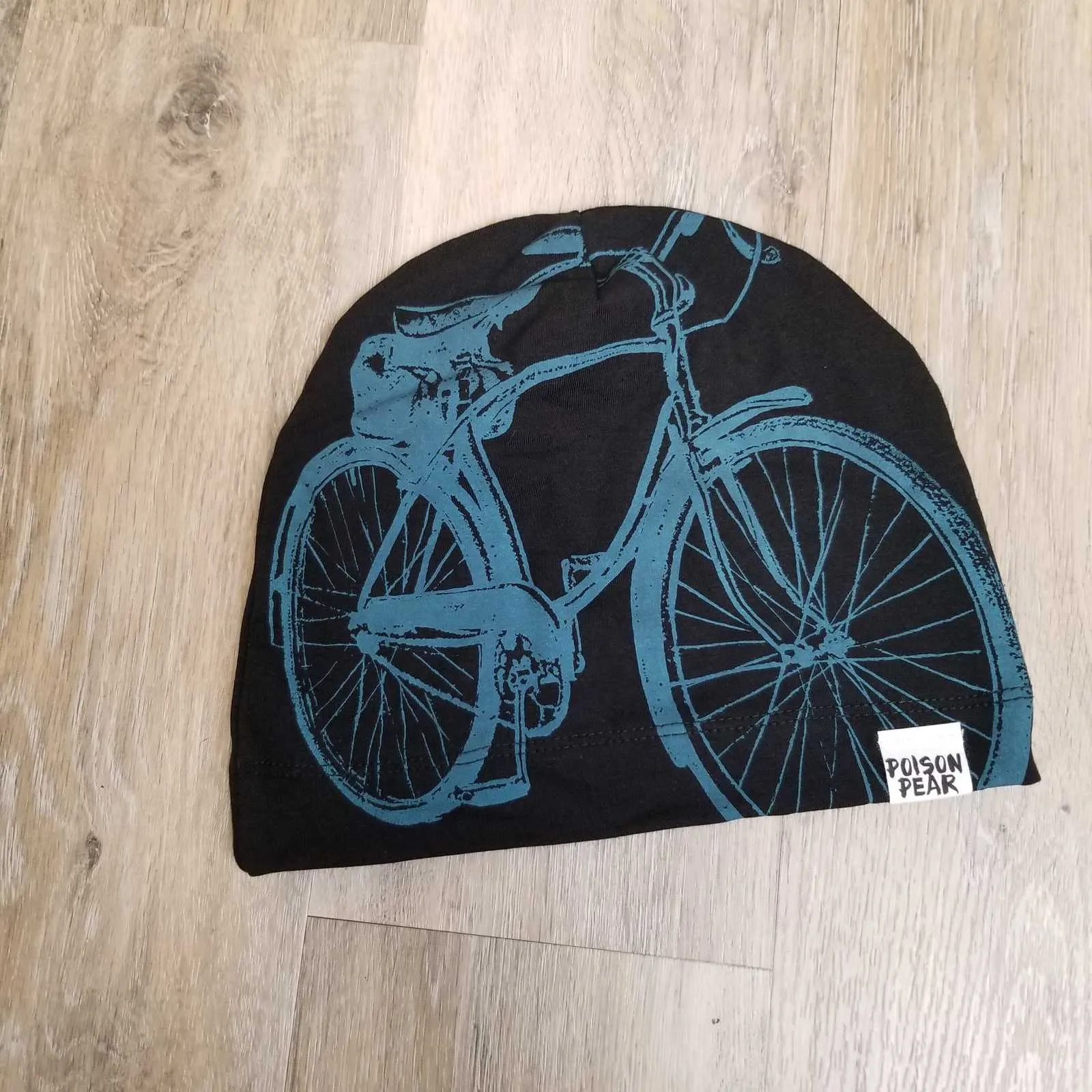 Beanie Hat - Black and Teal Bike