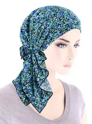 BELLA-902#The Bella Scarf Green Blue Petite Floral