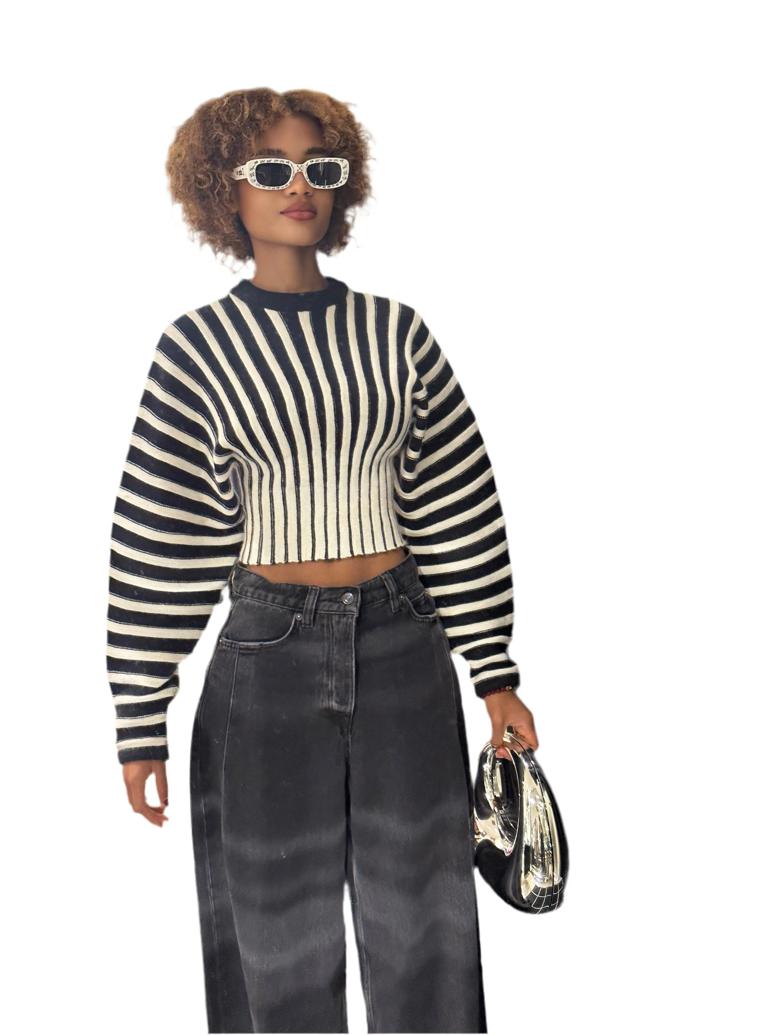 BEULAH: STRIPED BLACK/WHITE SWEATER