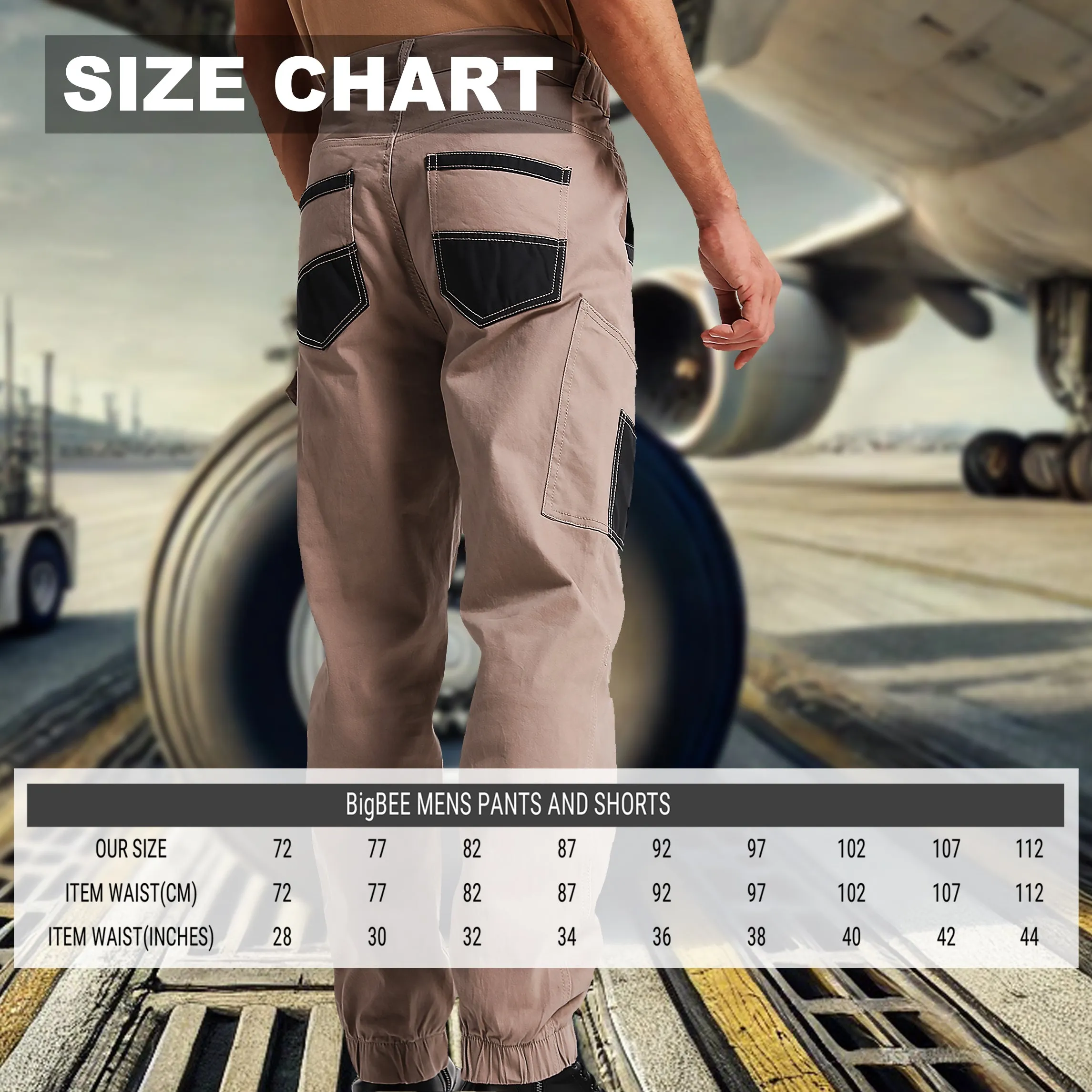 Big Bee ELITE Work Pants, Cuffed Cargo Trousers