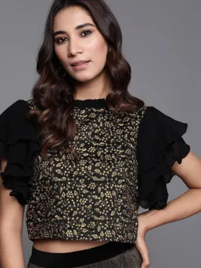 Black & Golden Embroidered Top