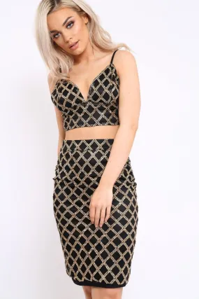 Black Glitter Diamond Co-ord Set - Kiya