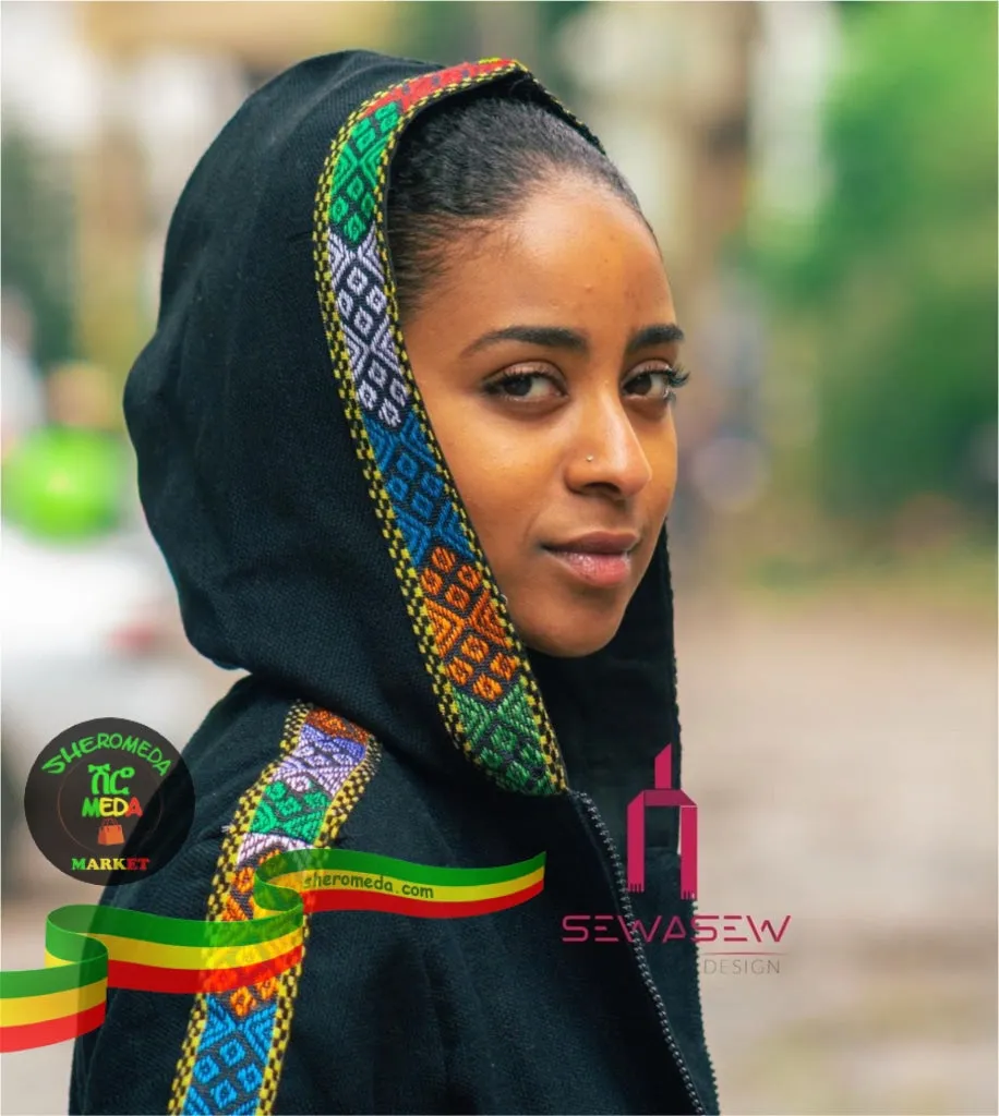 Black Traditional Ethiopia style jacket (unisex)