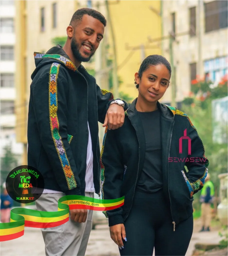 Black Traditional Ethiopia style jacket (unisex)