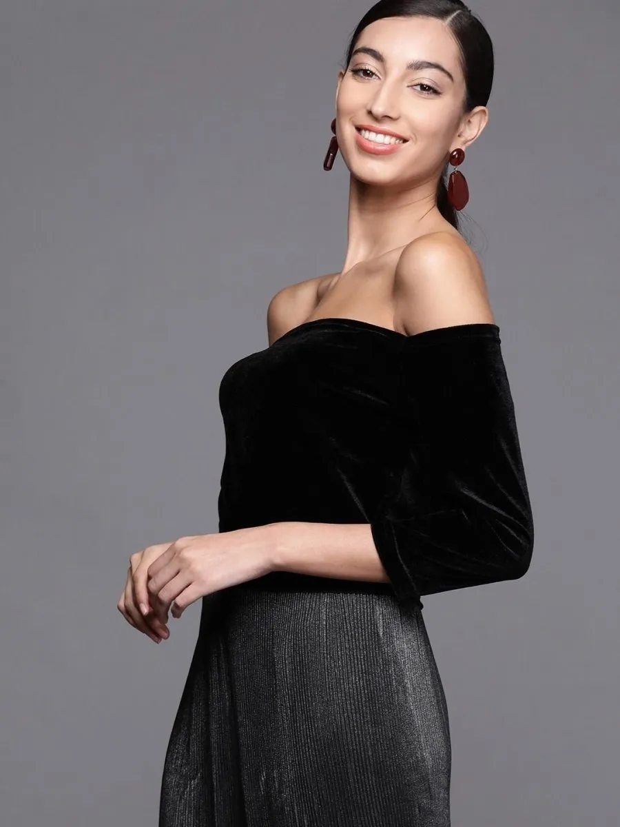 Black Velvet Solid Crop Top