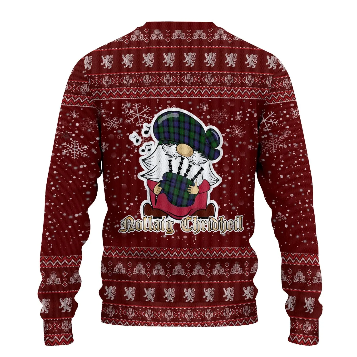 Blair Clan Christmas Family Ugly Sweater with Funny Gnome Playing Bagpipes