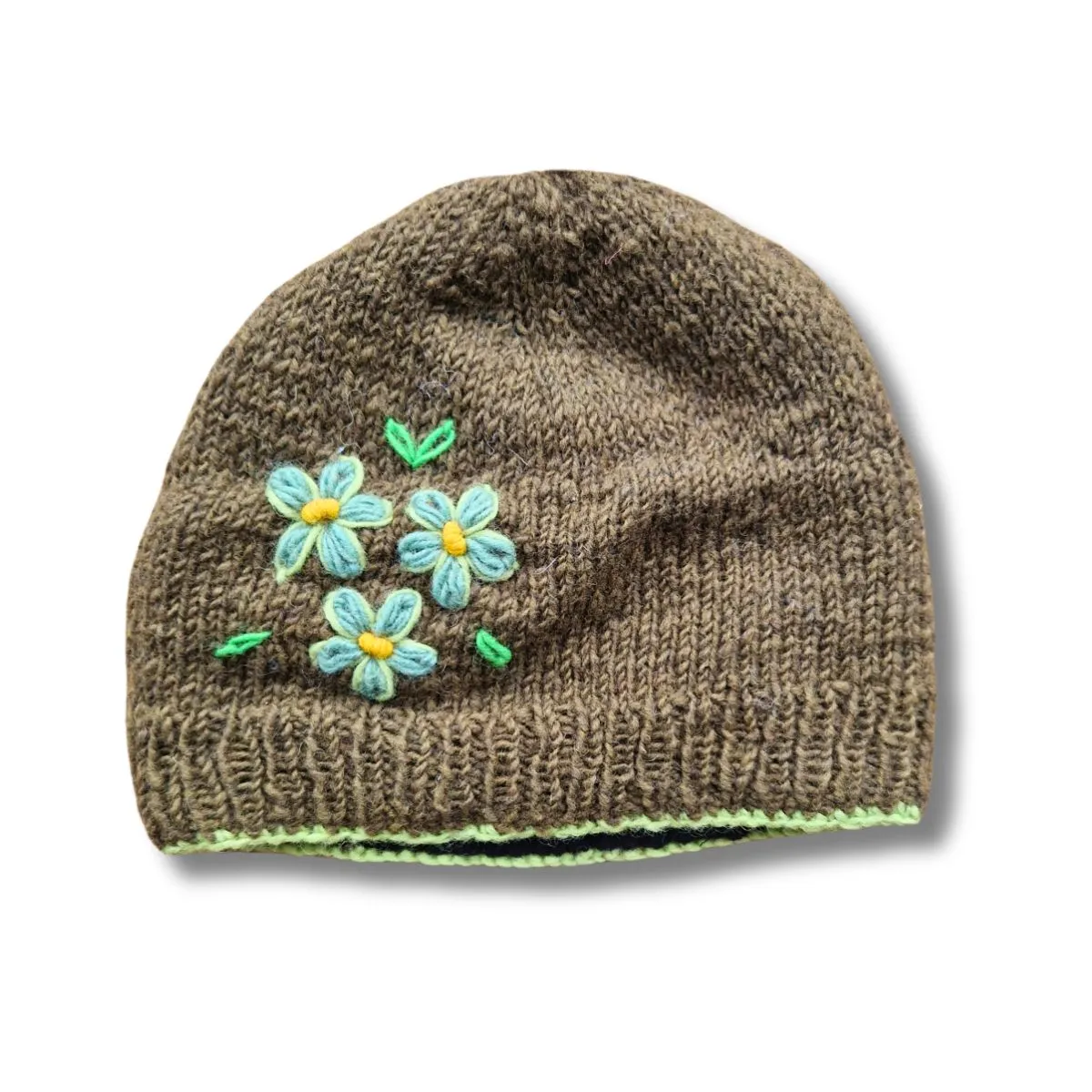 blossom embroidered wool beanie