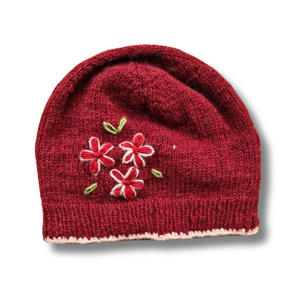 blossom embroidered wool beanie