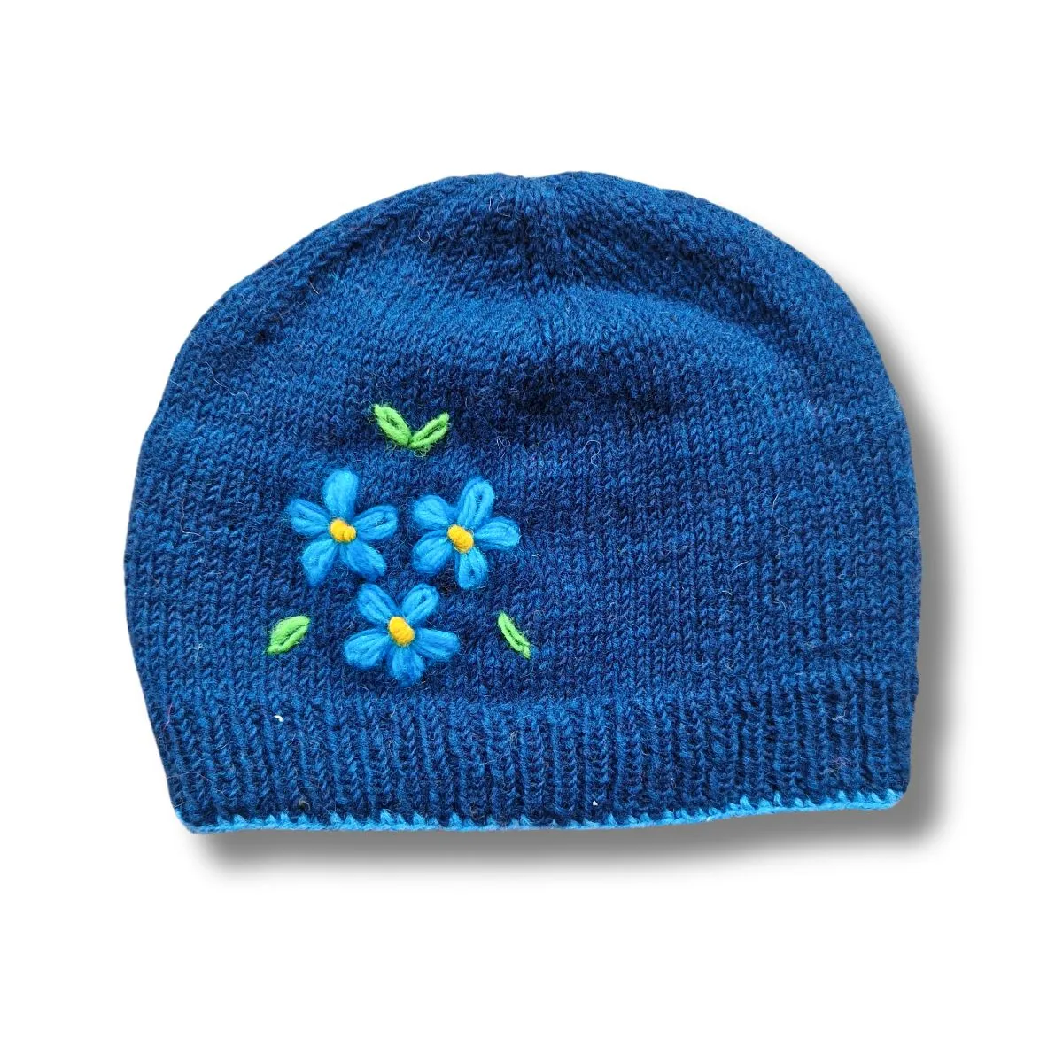 blossom embroidered wool beanie