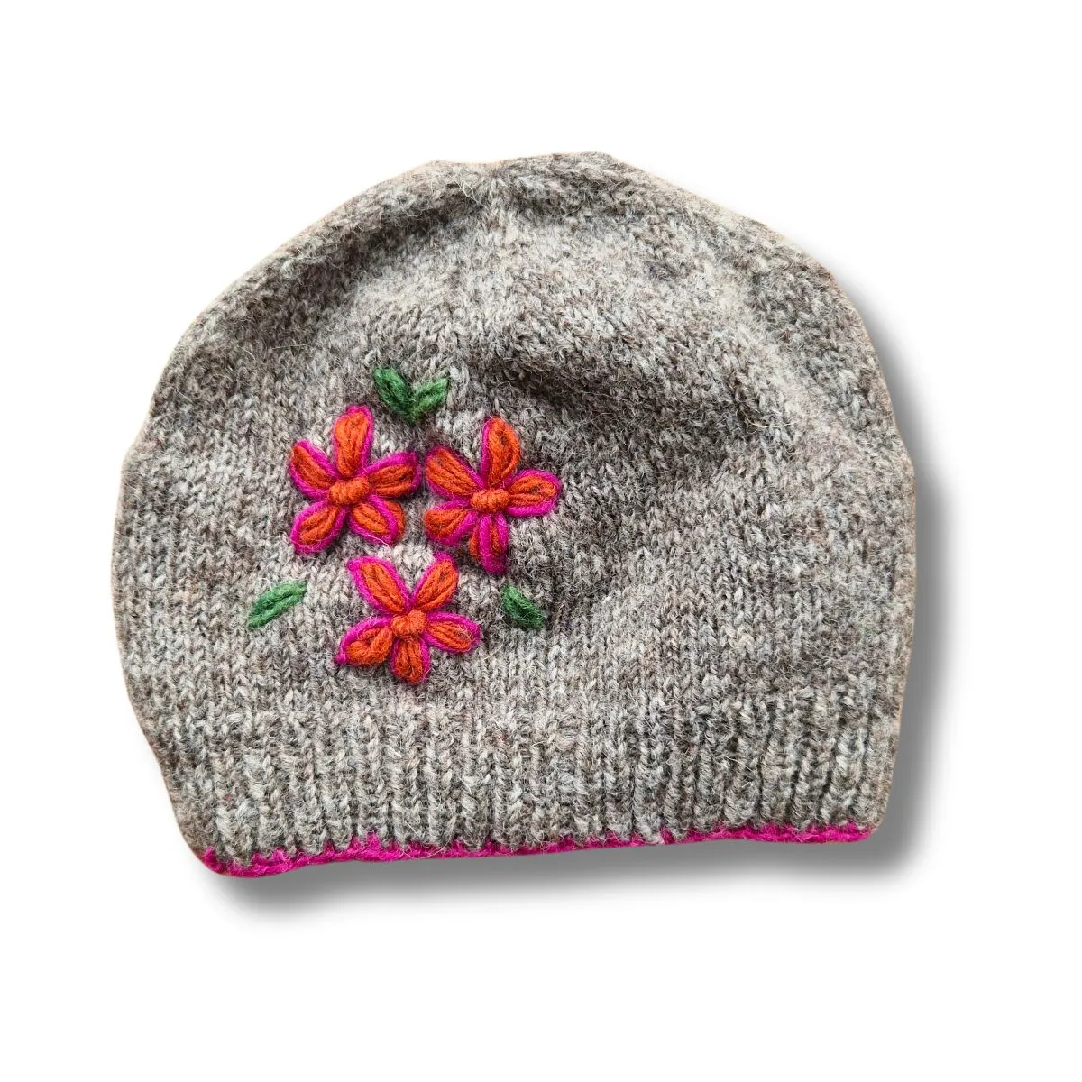 blossom embroidered wool beanie